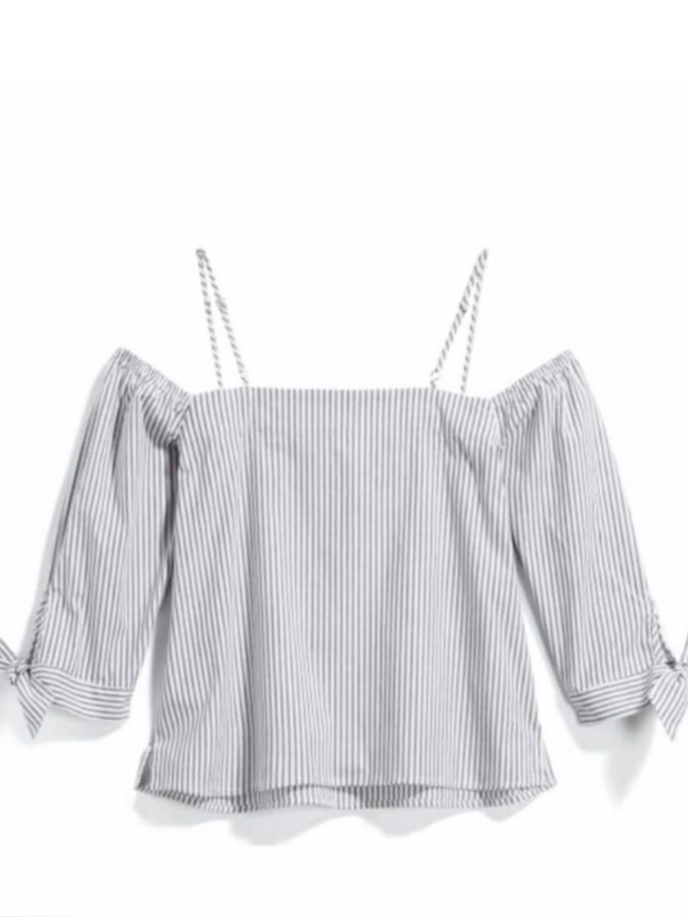 Guest Editor Blue & White Striped Off-the-Shoulder Top | Size Small